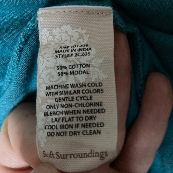 Soft Surroundings Jersey Knit High Low Aqua / Turquoise Comfy Elegant Dress Sz M - Picture 10 of 10